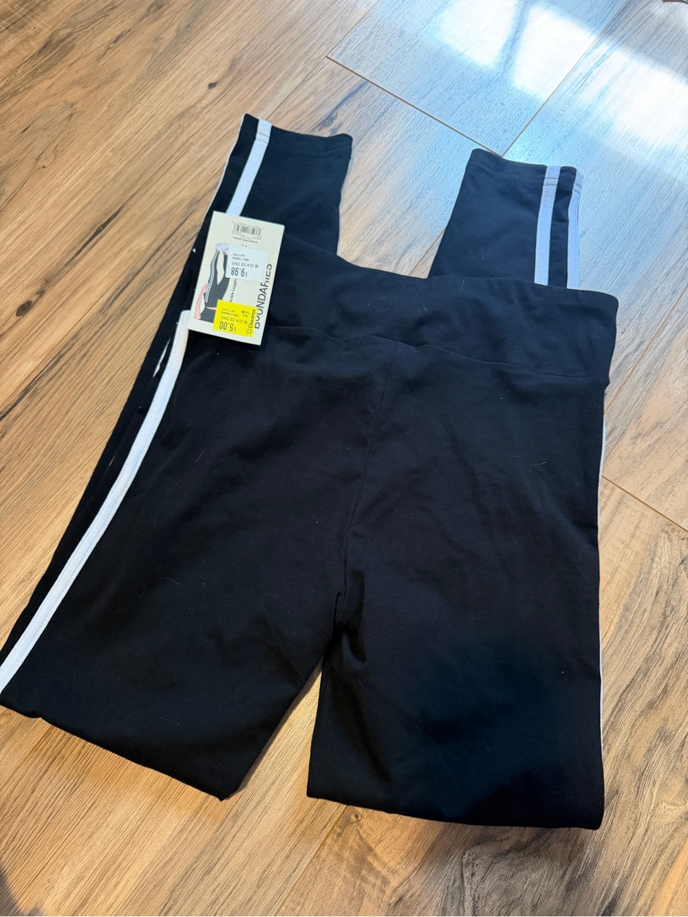 No Boundaries Black Leggings with White Side Stripes - Picture 2 of 4